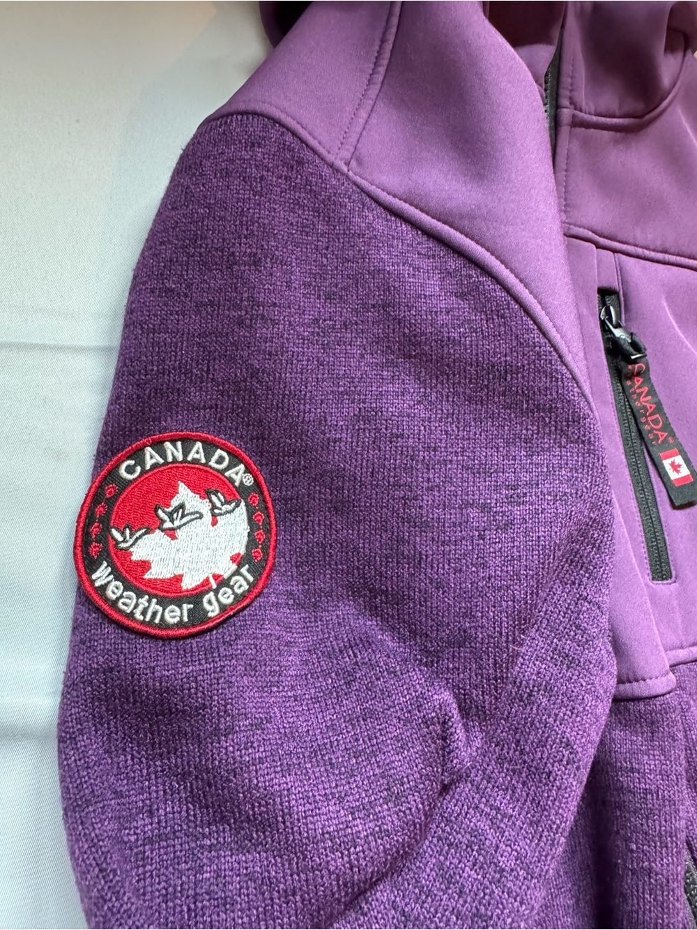 Canada Weather Gear M Purple Fleece Softshell Hooded Jacket Full Zip Gorpcore - Picture 10 of 12
